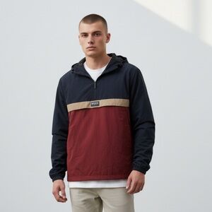 Nicce London Tri-Color Windbreaker Jacket
